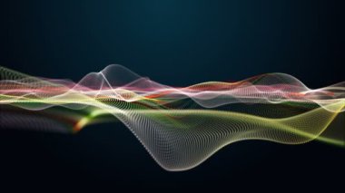 Parçacık dalga nesnesi ile fantastik video animasyonu yavaş çekim ve metin için boşluk, 4096x2304 döngü 4K