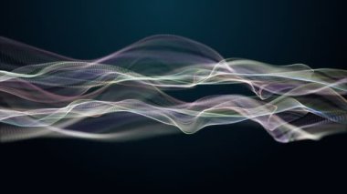 Parçacık dalgası nesnesinin ağır çekimde fantastik video animasyonu, 4096x2304 döngü 4K