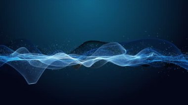 Metin için parçacık dalga nesnesi ve uzayda gelecek video animasyonu, 4096x2304 döngü 4K