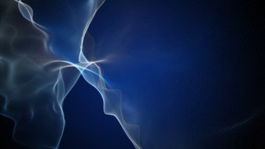 Parçacık dalga nesnesiyle gelecek video animasyonu yavaş çekimde, 4096x2304 döngü 4K