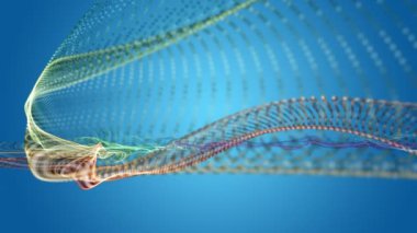 Parçacık dalgası nesnesinin ağır çekimde fantastik video animasyonu, 4096x2304 döngü 4K