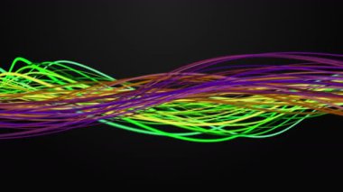 Yavaş çekimde renk değiştiren şerit nesne ile fantastik video animasyonu, 4096x2304 döngü 4K