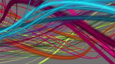 Yavaş çekimde çizgili dalga nesnesi ile fantastik video animasyonu, 4096x2304 döngü 4K