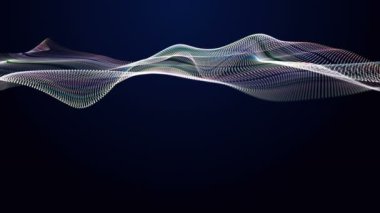 Parçacık dalga nesnesi ile fantastik video animasyonu yavaş çekim ve metin için boşluk, 4096x2304 döngü 4K