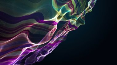 Parçacık dalgası nesnesinin ağır çekimde fantastik video animasyonu, 4096x2304 döngü 4K