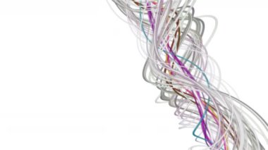 Yavaş çekimde şerit dalga nesnesi ve metin için uzay ile fantastik video animasyonu, 4096x2304 döngü 4K