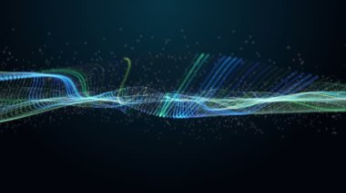 Parçacık dalgası nesnesinin ağır çekimde, 4096x2304 döngüsü 4K ile fantastik eko video animasyonu