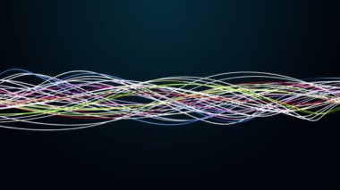 Yavaş çekimde şerit dalga nesnesi ve metin için uzay ile fantastik video animasyonu, 4096x2304 döngü 4K