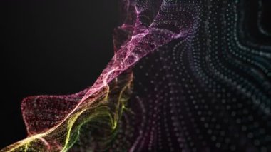 Parçacık dalgası nesnesinin ağır çekimde fantastik video animasyonu, 4096x2304 döngü 4K