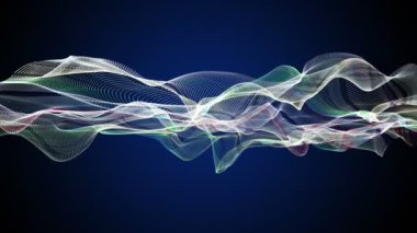 Parçacık dalga nesnesi ile fantastik video animasyonu yavaş çekim ve metin için boşluk, 4096x2304 döngü 4K