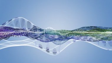 Parçacık dalga nesnesi ile fantastik video animasyonu yavaş çekim ve metin için boşluk, 4096x2304 döngü 4K