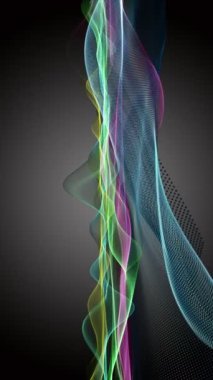 Parçacık dalga nesnesi ile dikey fantastik video animasyonu yavaş çekimde, 2304x4096 döngü 4K