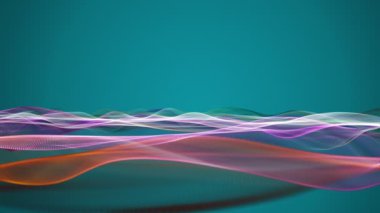 Parçacık dalga nesnesi ile fantastik video animasyonu yavaş çekim ve metin için boşluk, 4096x2304 döngü 4K