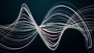 Yavaş çekimde çizgili dalga nesnesi ile fantastik video animasyonu, 4096x2304 döngü 4K