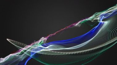 Parçacık dalgası nesnesinin ağır çekimde fantastik video animasyonu, 4096x2304 döngü 4K