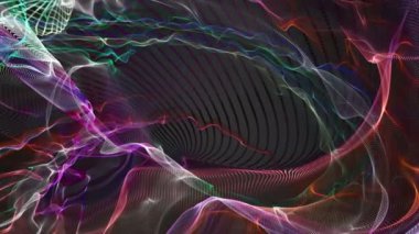 Parçacık dalgası nesnesinin ağır çekimde fantastik video animasyonu, 4096x2304 döngü 4K