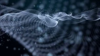 Parçacık dalga nesnesiyle gelecek video animasyonu yavaş çekimde, 4096x2304 döngü 4K