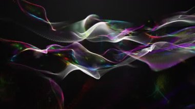 Parçacık dalgası nesnesinin ağır çekimde fantastik video animasyonu, 4096x2304 döngü 4K