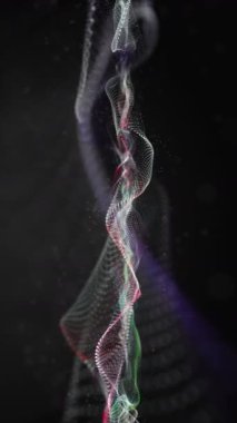 Parçacık dalga nesnesi ile dikey fantastik video animasyonu yavaş çekimde, 2304x4096 döngü 4K