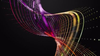 Yavaş çekimde çizgili dalga nesnesi ile gelecek video animasyonu, 4096x2304 döngü 4K