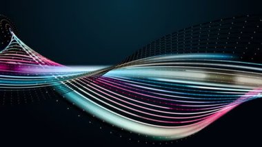 Yavaş çekimde çizgili dalga nesnesi ile gelecek video animasyonu, 4096x2304 döngü 4K