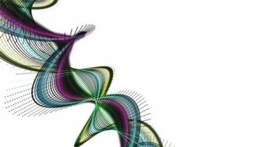 Yavaş çekimde şerit dalga nesnesi ve metin için uzay ile fantastik video animasyonu, 4096x2304 döngü 4K