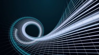 Yavaş çekimde çizgili dalga nesnesi ile gelecek video animasyonu, 4096x2304 döngü 4K