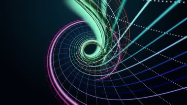 Parçacık şeritli nesne ile fantastik video animasyonu yavaş çekimde, 4096x2304 döngü 4K