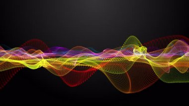 Parçacık dalga nesnesi ile fantastik video animasyonu yavaş çekim ve metin için boşluk, 4096x2304 döngü 4K