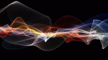 Parçacık dalga nesnesiyle gelecek video animasyonu yavaş çekimde, 4096x2304 döngü 4K