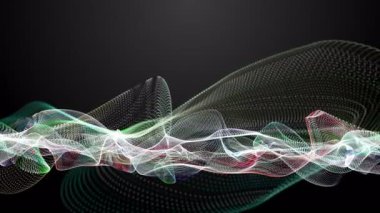 Parçacık dalga nesnesi ile fantastik video animasyonu yavaş çekim ve metin için boşluk, 4096x2304 döngü 4K