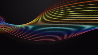 Yavaş çekimde çizgili dalga nesnesi ile fantastik video animasyonu, 4096x2304 döngü 4K