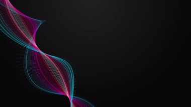 Yavaş çekimde şerit dalga nesnesi ve metin için uzay ile fantastik video animasyonu, 4096x2304 döngü 4K