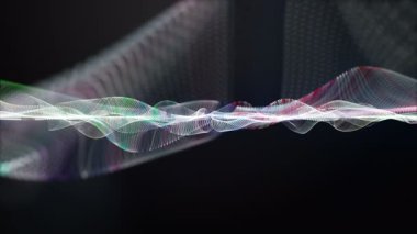 Parçacık dalgası nesnesinin ağır çekimde fantastik video animasyonu, 4096x2304 döngü 4K