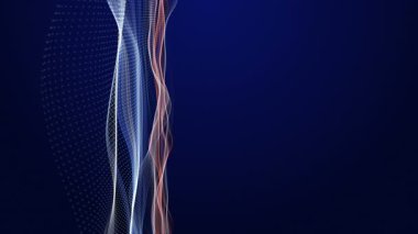 Parçacık dalga nesnesi ile fantastik video animasyonu yavaş çekim ve metin için boşluk, 4096x2304 döngü 4K