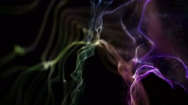 Parçacık dalgası nesnesinin ağır çekimde fantastik video animasyonu, 4096x2304 döngü 4K