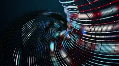 Yavaş çekimde çizgili dalga nesnesi ile gelecek video animasyonu, 4096x2304 döngü 4K