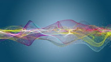 Parçacık dalga nesnesi ile fantastik video animasyonu yavaş çekim ve metin için boşluk, 4096x2304 döngü 4K