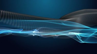 Parçacık dalga nesnesiyle gelecek video animasyonu yavaş çekimde, 4096x2304 döngü 4K