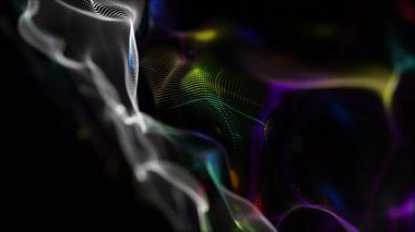 Parçacık dalgası nesnesinin ağır çekimde fantastik video animasyonu, 4096x2304 döngü 4K