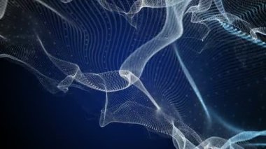 Parçacık dalga nesnesiyle gelecek video animasyonu yavaş çekimde, 4096x2304 döngü 4K