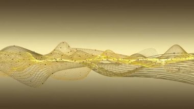 Parçacık dalga nesnesi ile fantastik video animasyonu yavaş çekim ve metin için boşluk, 4096x2304 döngü 4K