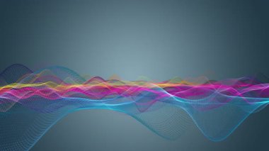 Parçacık dalga nesnesi ile fantastik video animasyonu yavaş çekim ve metin için boşluk, 4096x2304 döngü 4K