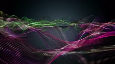 Parçacık dalgası nesnesinin ağır çekimde fantastik video animasyonu, 4096x2304 döngü 4K