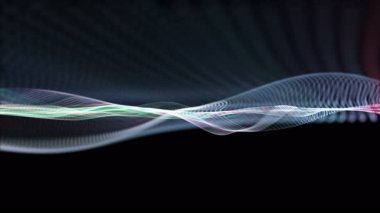 Parçacık dalgası nesnesinin ağır çekimde fantastik video animasyonu, 4096x2304 döngü 4K