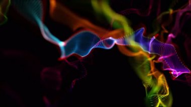 Parçacık dalgası nesnesinin ağır çekimde fantastik video animasyonu, 4096x2304 döngü 4K