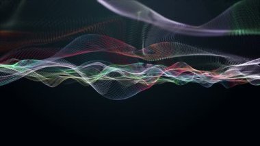 Parçacık dalga nesnesi ile fantastik video animasyonu yavaş çekim ve metin için boşluk, 4096x2304 döngü 4K