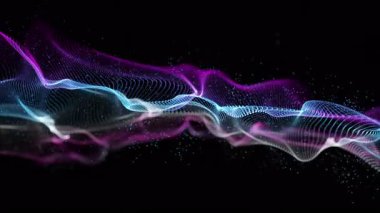 Parçacık dalga nesnesiyle gelecek video animasyonu yavaş çekimde, 4096x2304 döngü 4K