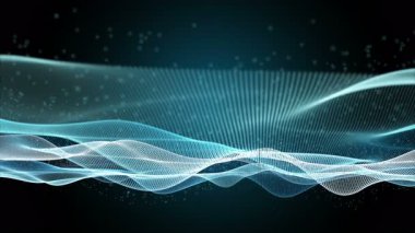 Parçacık dalga nesnesiyle gelecek video animasyonu yavaş çekimde, 4096x2304 döngü 4K