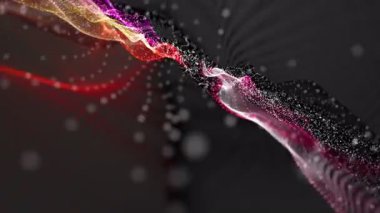 Parçacık dalgası nesnesinin ağır çekimde fantastik video animasyonu, 4096x2304 döngü 4K